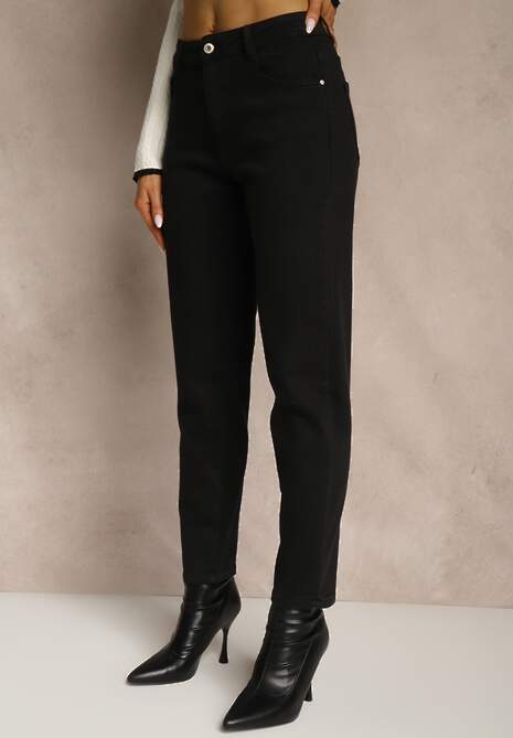 Czarne Jeansy Mom Fit High Waist Kasena