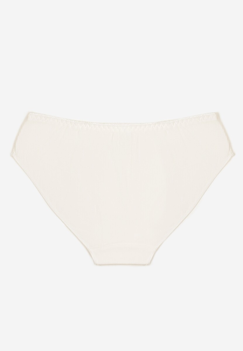 Białe Bawełniane Majtki Figi Wykończone Ozdobną Nitką Besivia