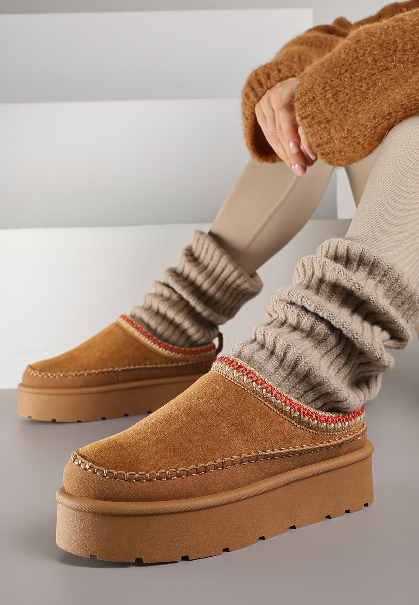 Jasnobrązowe Śniegowce z Futrzanym Ociepleniem na Platformie Reiandea