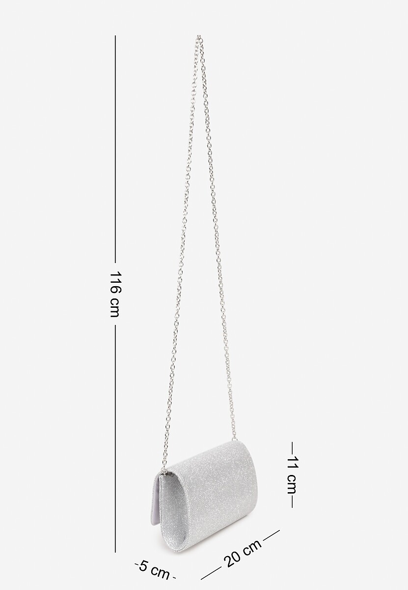 Srebrna Torebka Kopertówka na Łańcuszku z Kwiatową Aplikacją Ahalia