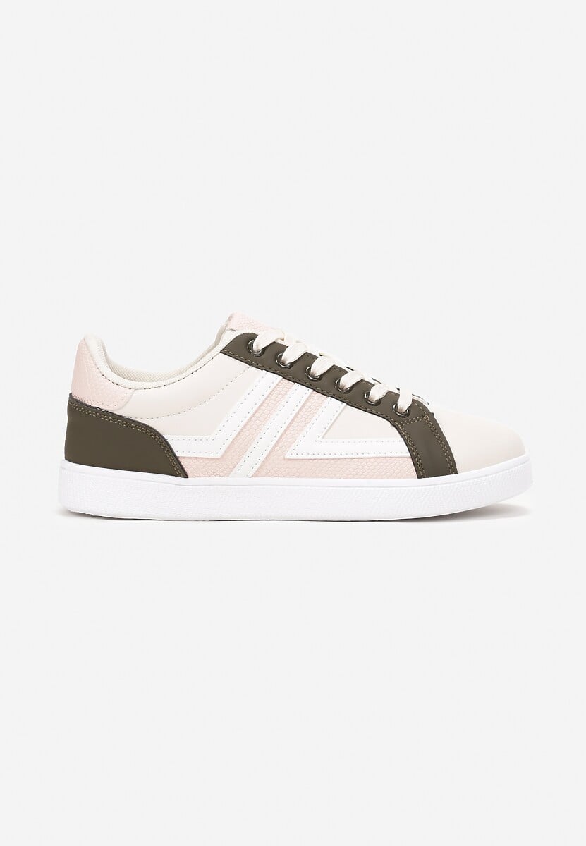 Jasnobeżowe Sneakersy z Wstawkami Lerlet