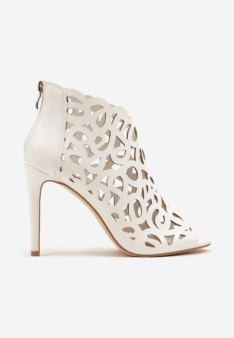 Białe Sandały Botki Vices na Szpilce z Ażurową Cholewką Natilora