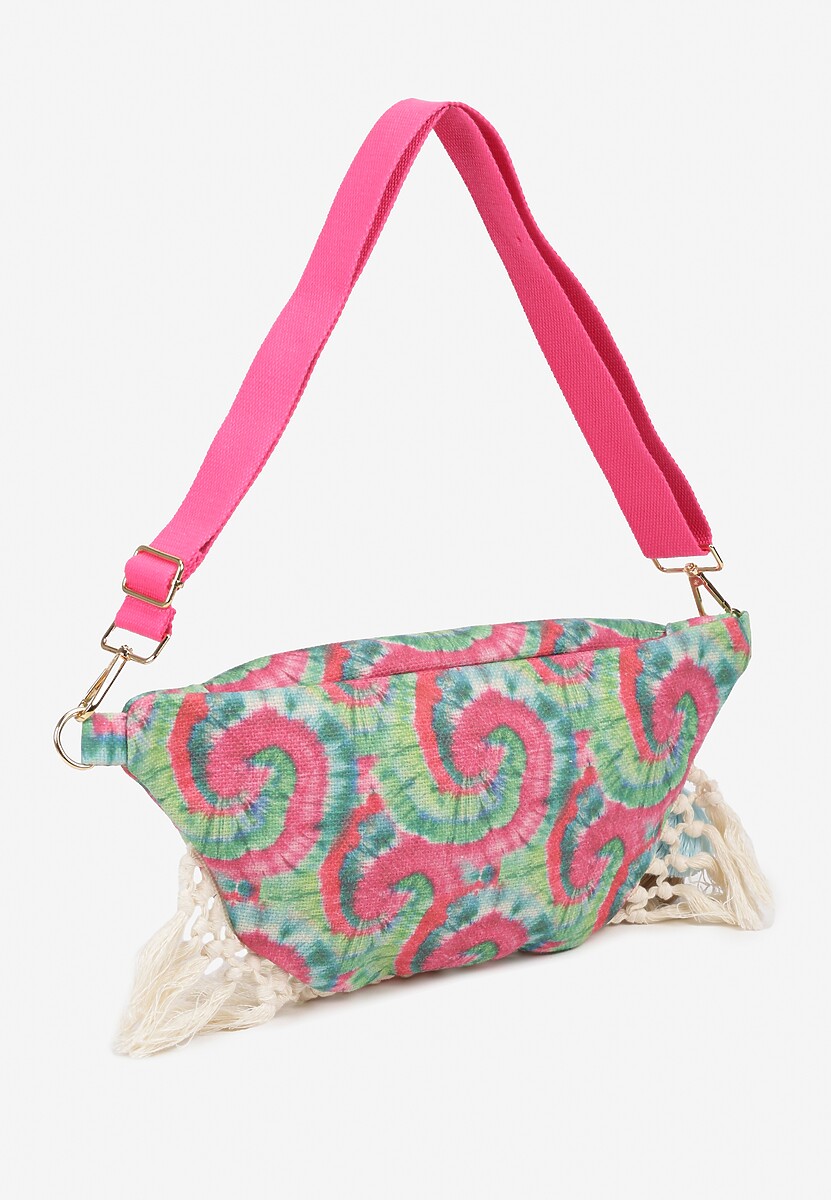 Fuksjowa Nerka z Dodatkową Kieszonką Wewnątrz Ozdobiona Frędzlami Humubia