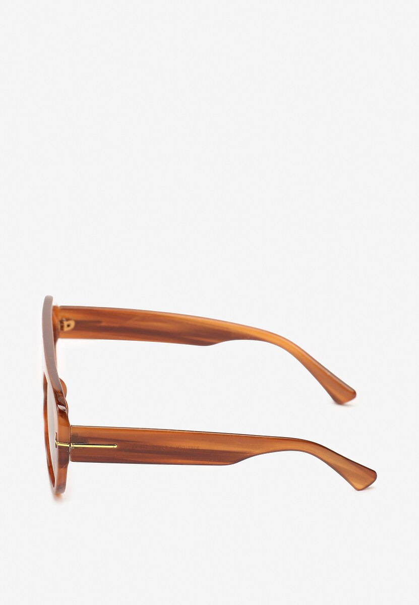 Jasnobrązowe Okulary Przeciwsłoneczne z Filtrem UV i Grubą Oprawką Frodina