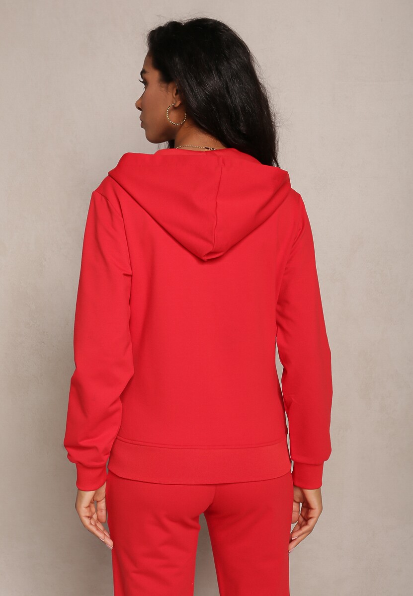Czerwona Rozsuwana Bluza z Kapturem Lecua