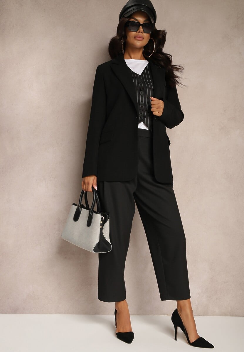 Czarne Spodnie o Garniturowym Fasonie High Waist Relessa