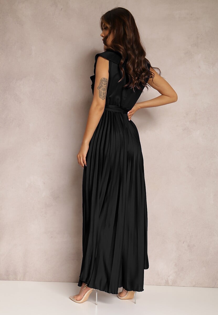 Czarny Kombinezon Plisowany Hyrmane