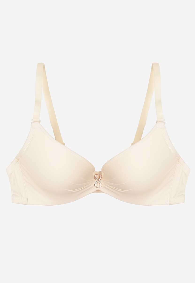 Beżowy Biustonosz z Aplikacją z Cyrkonii Abantia