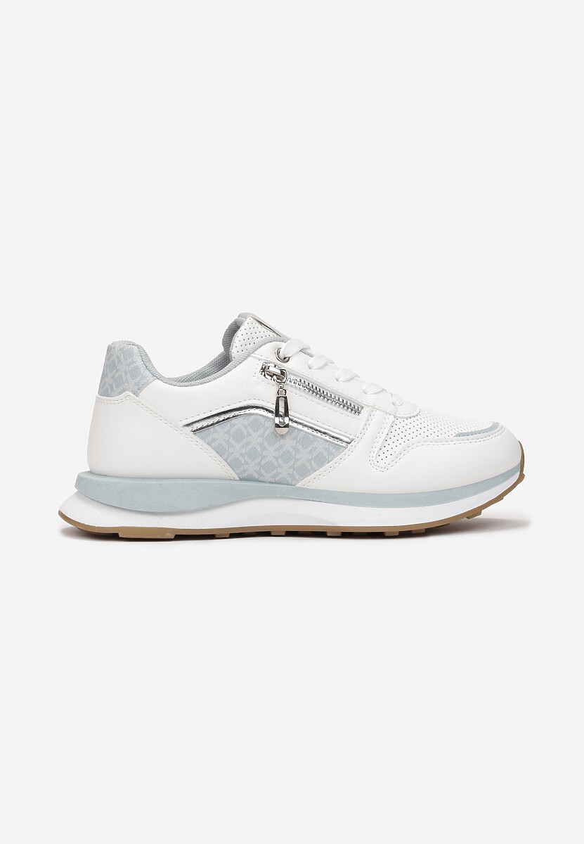 Niebieskie Sneakersy z Suwakiem i Metaliczną Wstawką Jolei