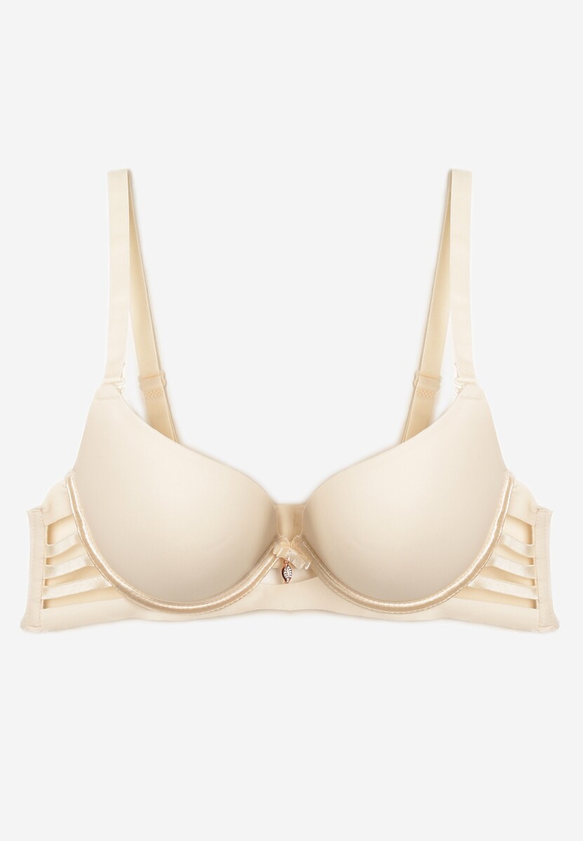 Beżowy Biustonosz Push Up z Regulowanymi Ramiączkami Dimarinsa