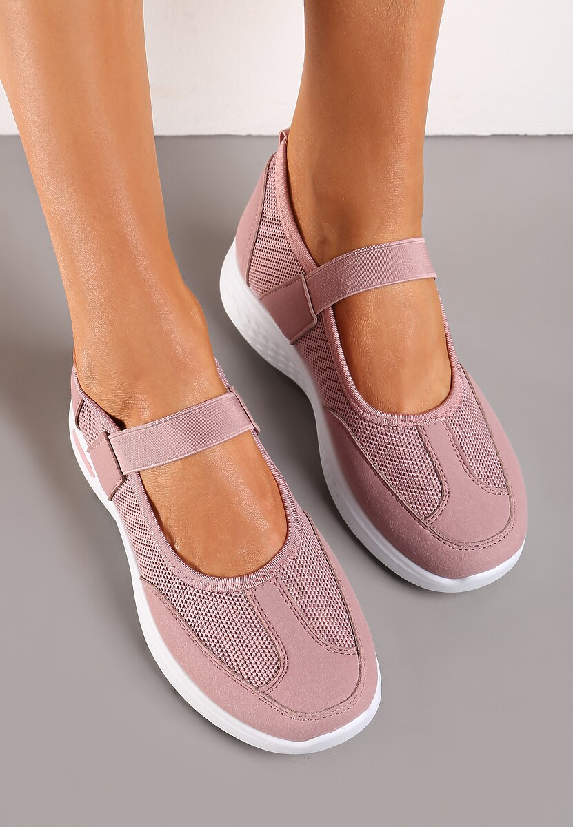 Różowe Tenisówki na Płaskiej Podeszwie z Perforacją i Elastyczną Wstawką Xolema