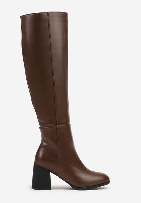 Brązowe Kozaki Vices na Słupku z Przeszyciami Codvira