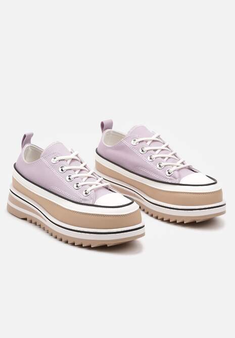 Fioletowe Trampki na Masywnej Platformie z Cholewką przed Kostkę Ableeva