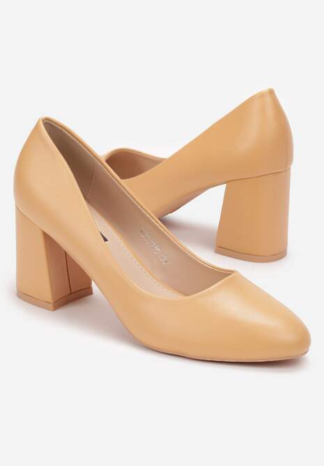 Brązowe Eleganckie Czółenka Wsuwane z Imitacji Skóry Limme