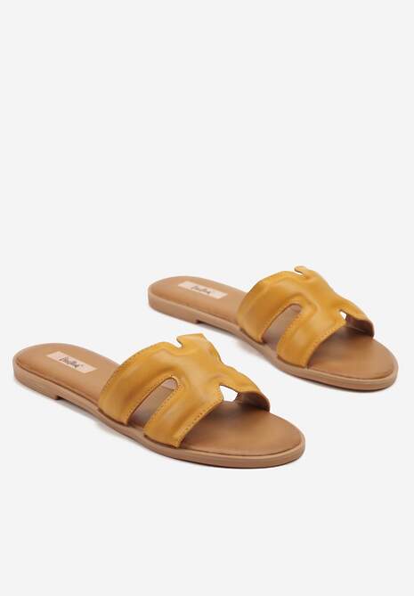 Żółte Klapki Basic z Wycięciami Varauri