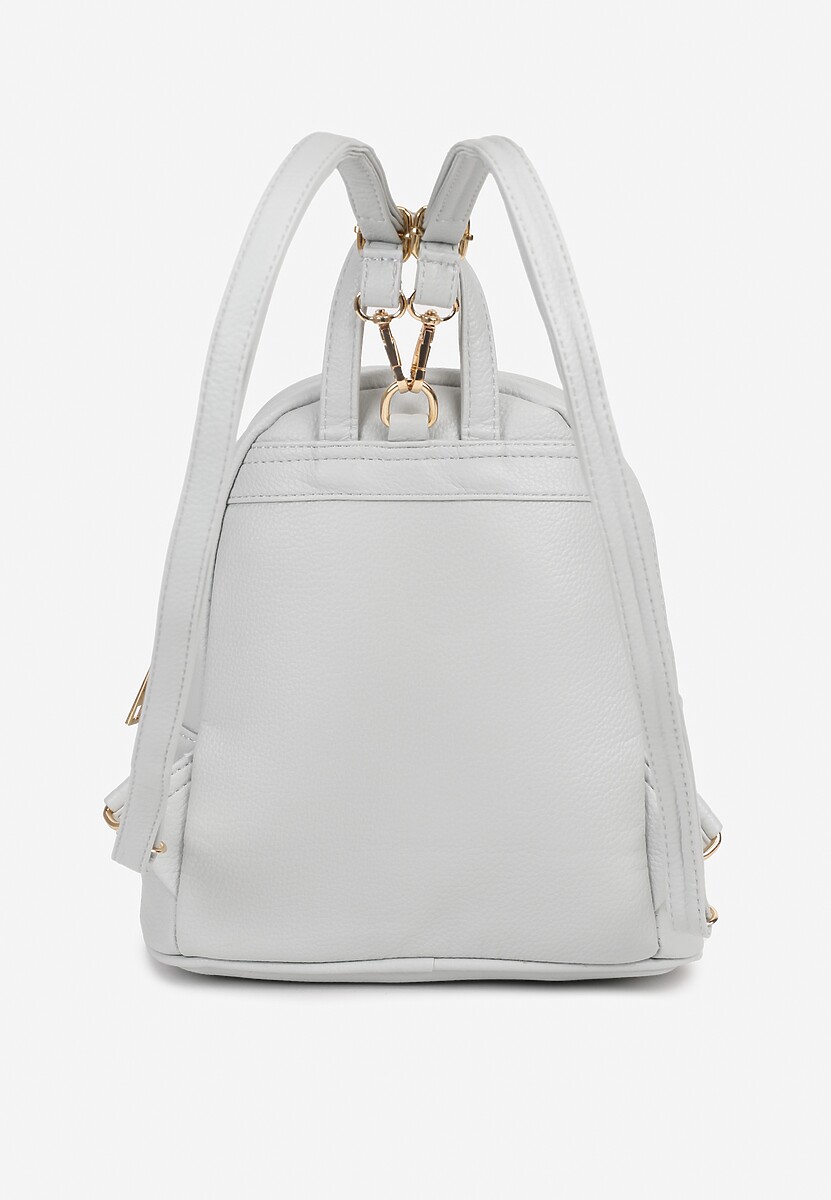 Szary Casualowy Plecak z Metaliczną Aplikacją i Regulowanymi Szelkami Haliriss