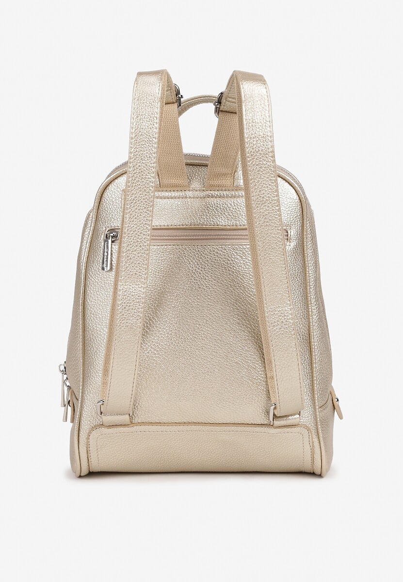 Złoty Plecak o Trapezowym Kształcie Zdobiony Przeszyciem Polzedi