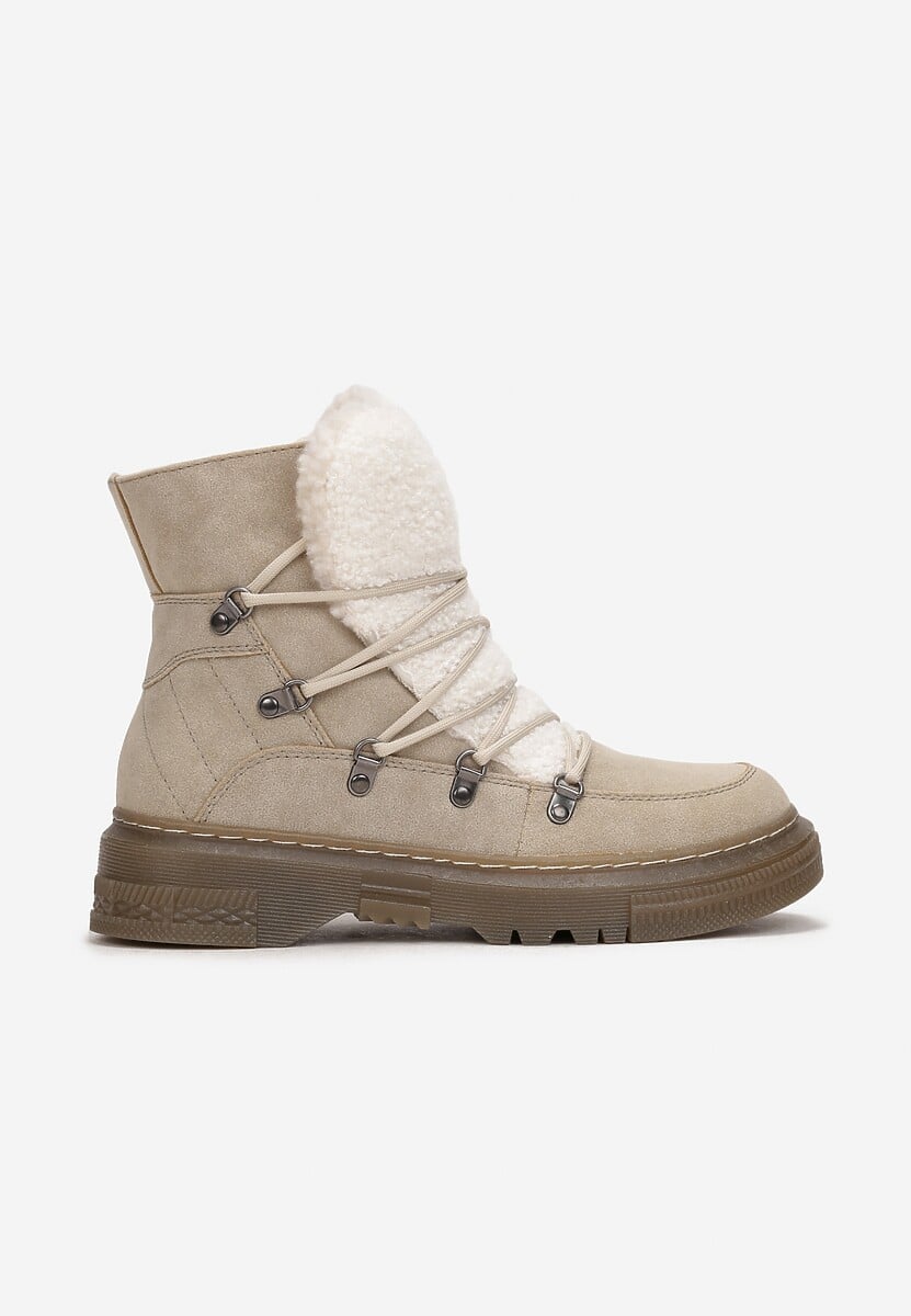 Jasnobeżowe Traperki z Futrzanym Językiem Florica