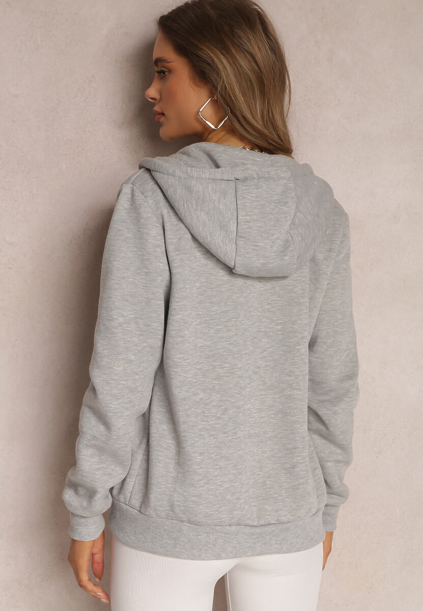Szara Bluza z Kapturem Zapinana na Suwak Edan