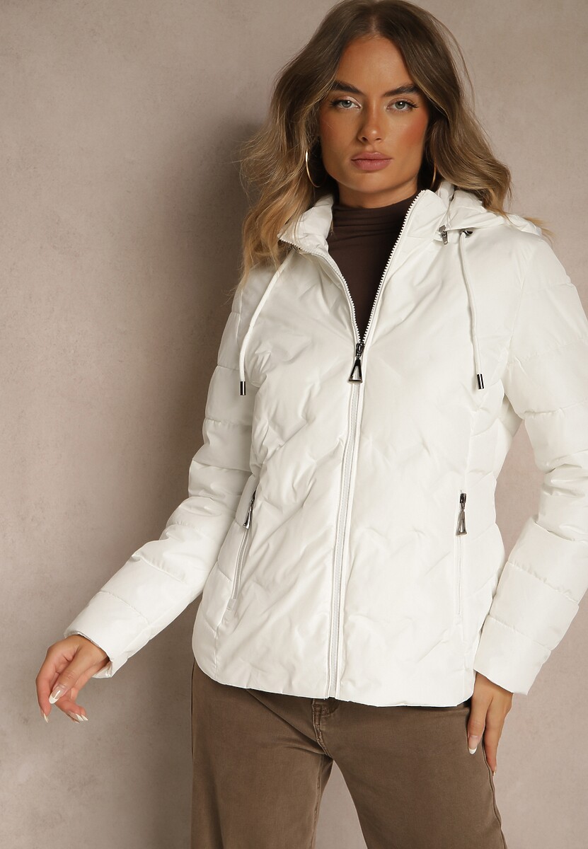 Czarna Pikowana Kurtka Przejściowa z Kapturem Cinetta