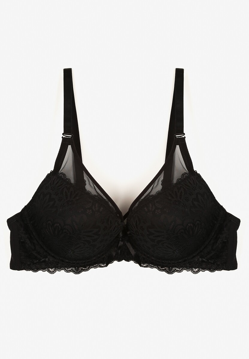 Czarny Biustonosz z Kokardą i Koronką Sonavia