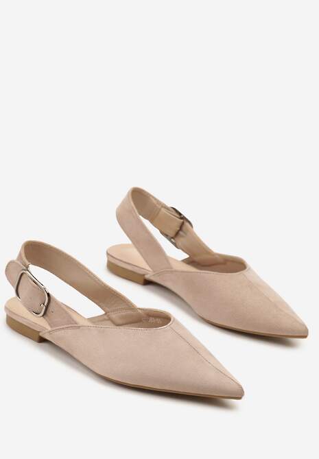 Ciemnobeżowe Sandały Vices Typu Slingback z Wkładką ze Skóry Naturalnej Rallora