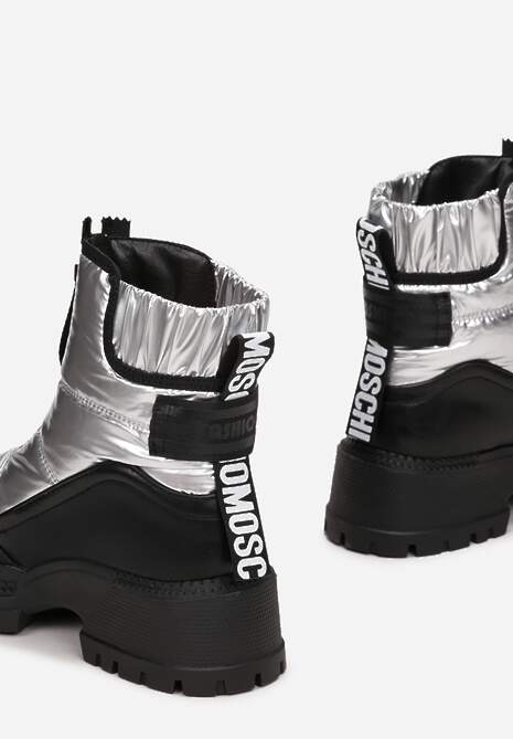 Srebrne Śniegowce Pikowane z Lampasami Hiva