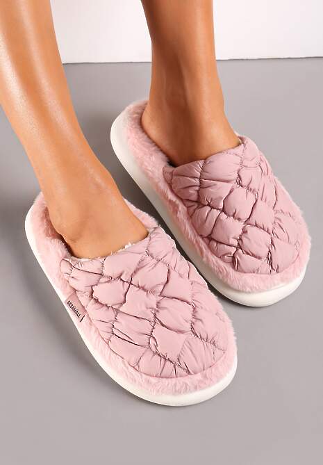 Różowe Eleganckie Kapcie Pikowane na Niskiej Platformie Tavemene
