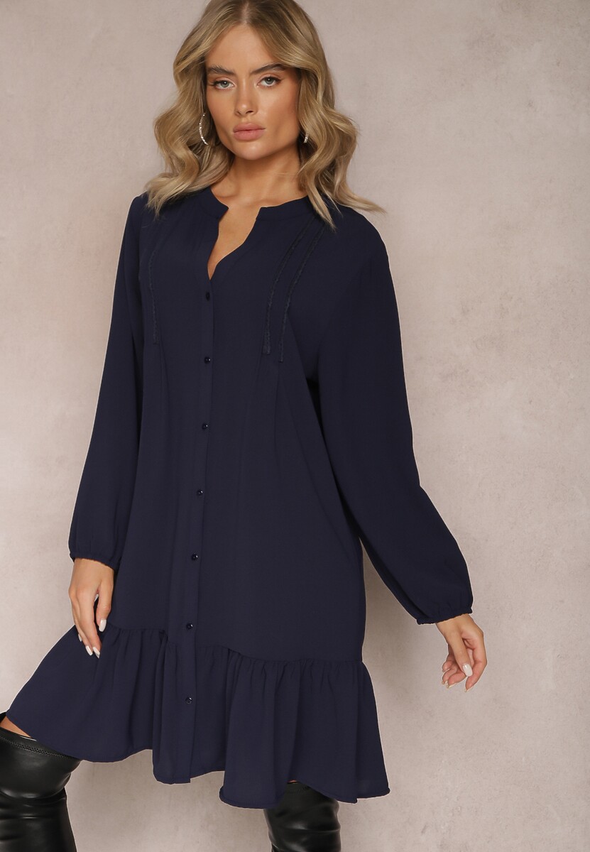 Granatowa Koszulowa Sukienka Mini Galdra