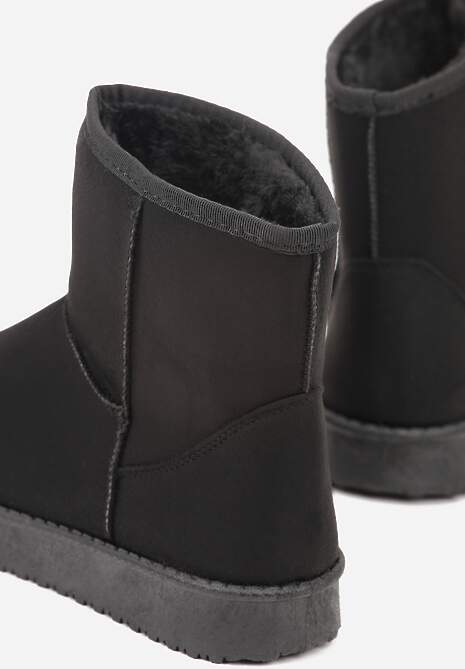 Czarne Śniegowce z Przeszyciami po Bokach Retena