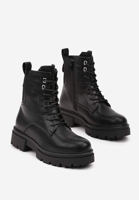 Czarne Botki o Fasonie Workerów z Elastyczną Wstawką Frankilla