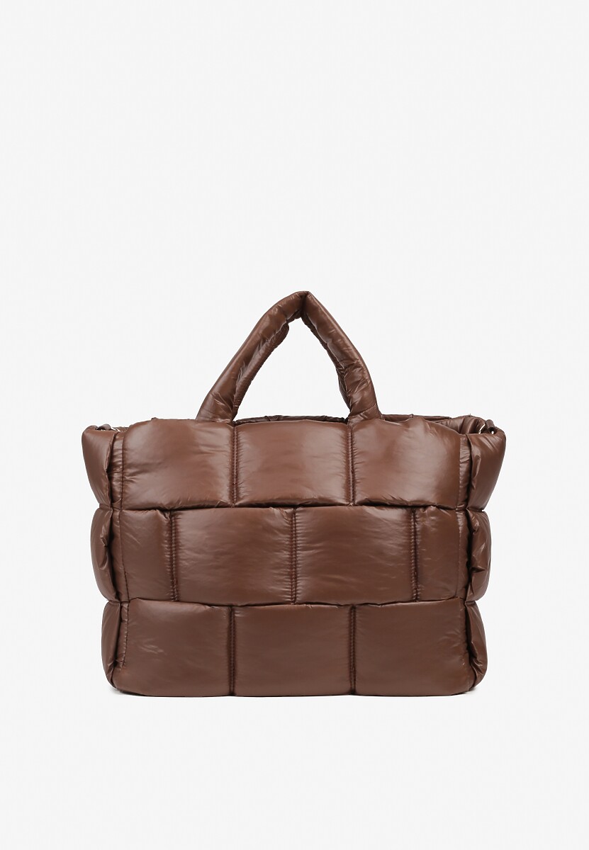 Brązowa Torebka Typu Shopper Ozdobiona Wypukłym Pikowaniem Vamiste