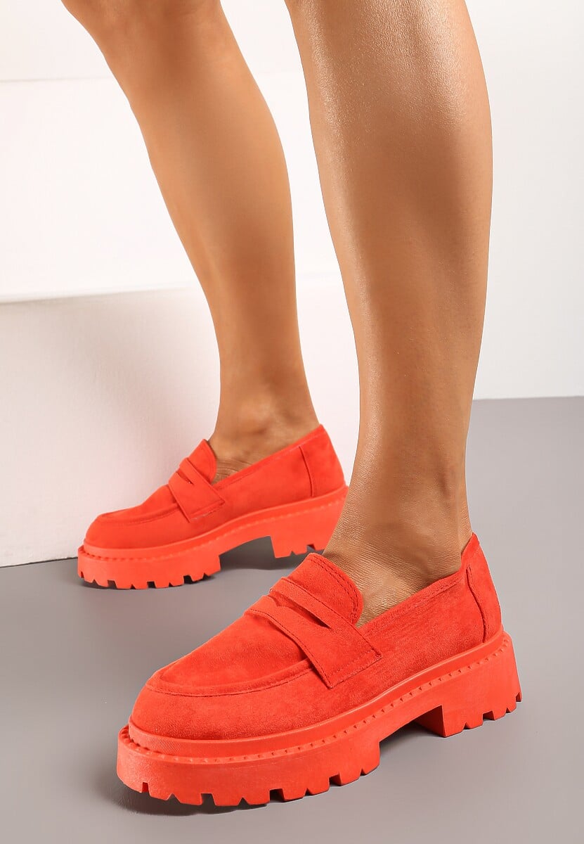 Pomarańczowe Wsuwane Mokasyny Vices na Platformie Dionela