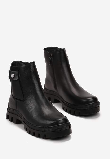 Czarne Botki Sztyblety Chunky na Platformie Shaaf