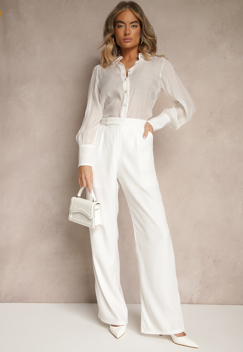 Biała Koszula z Wiskozą w Klasycznym Stylu Linadria