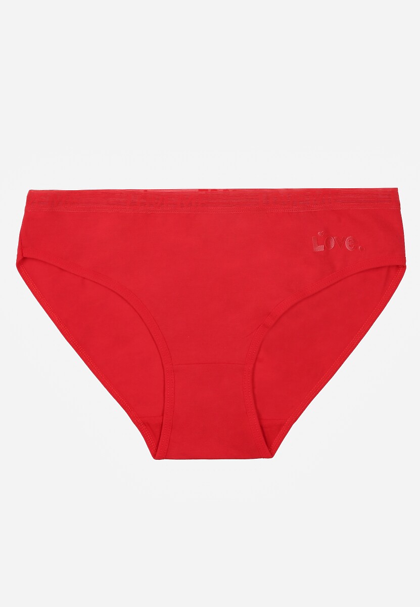 Czerwone Majtki Figi z Bawełny z Napisem Love Adririn