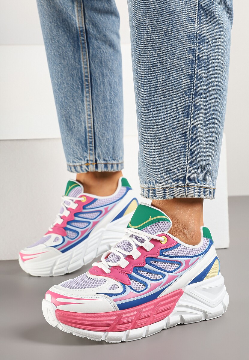 Fuksjowe Sneakersy Streetwearowe na Tłoczonej Platformie Tertewia