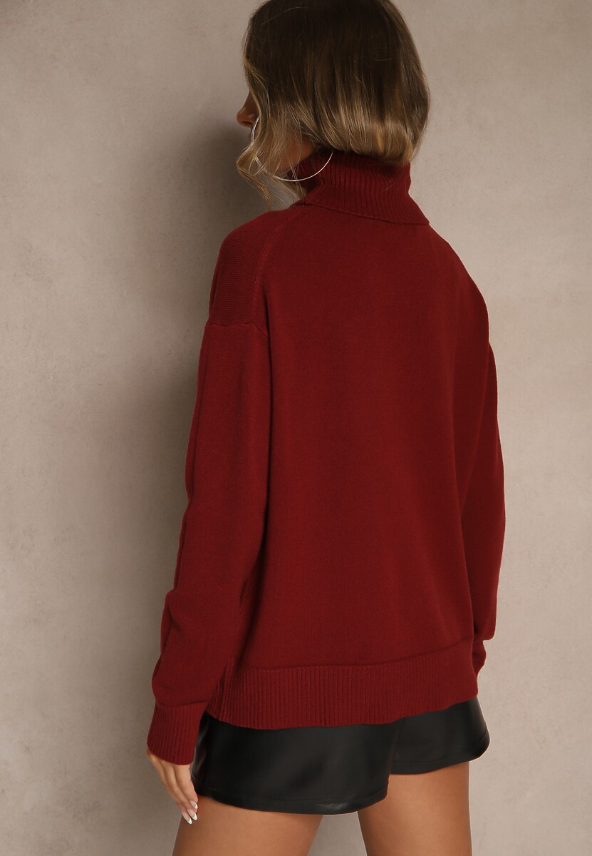 Bordowy Golf z Dodatkiem Kaszmiru z Przeszyciami po Bokach Avenella