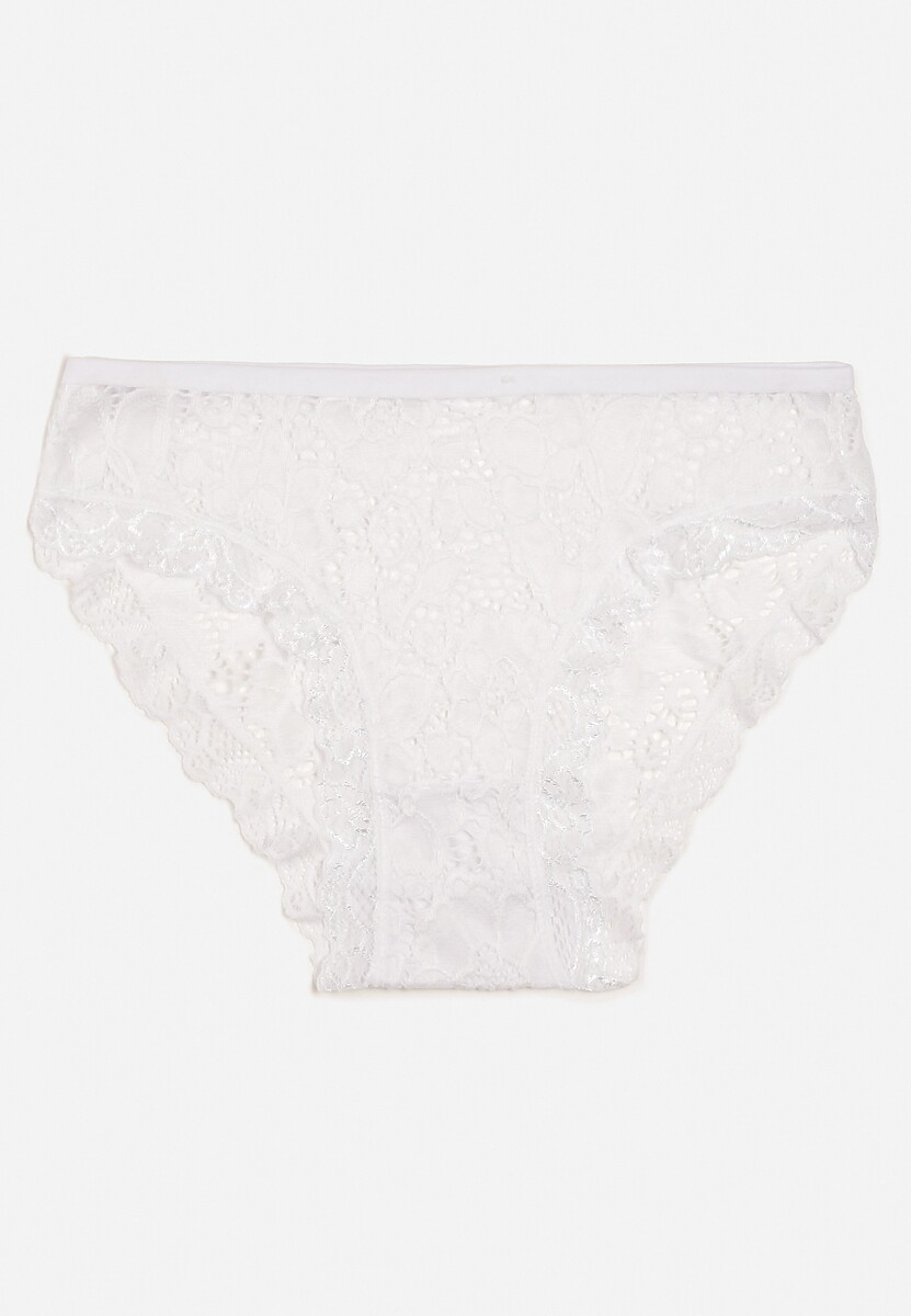 Białe Bawełniane Majtki Figi Ozdobione Koronką Vleova