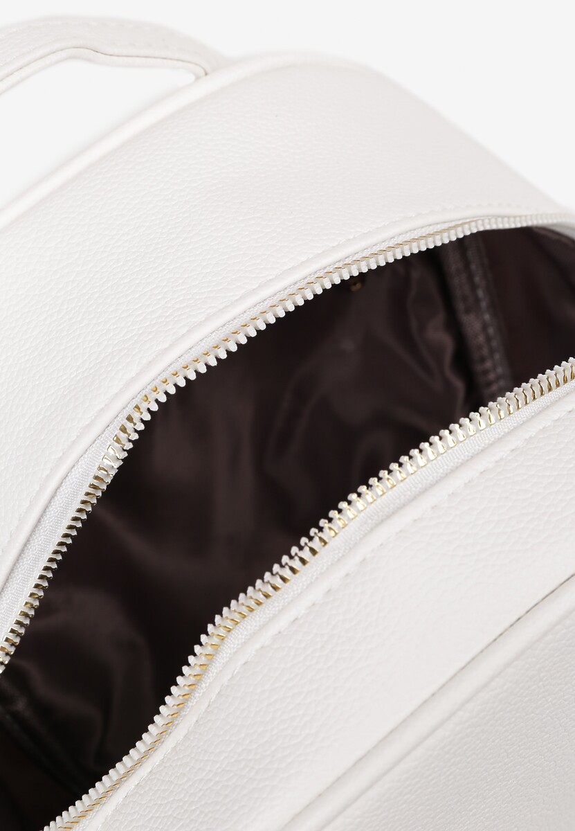 Biały Mały Plecak Trapezowy Zdobiony Aplikacją Paseriela