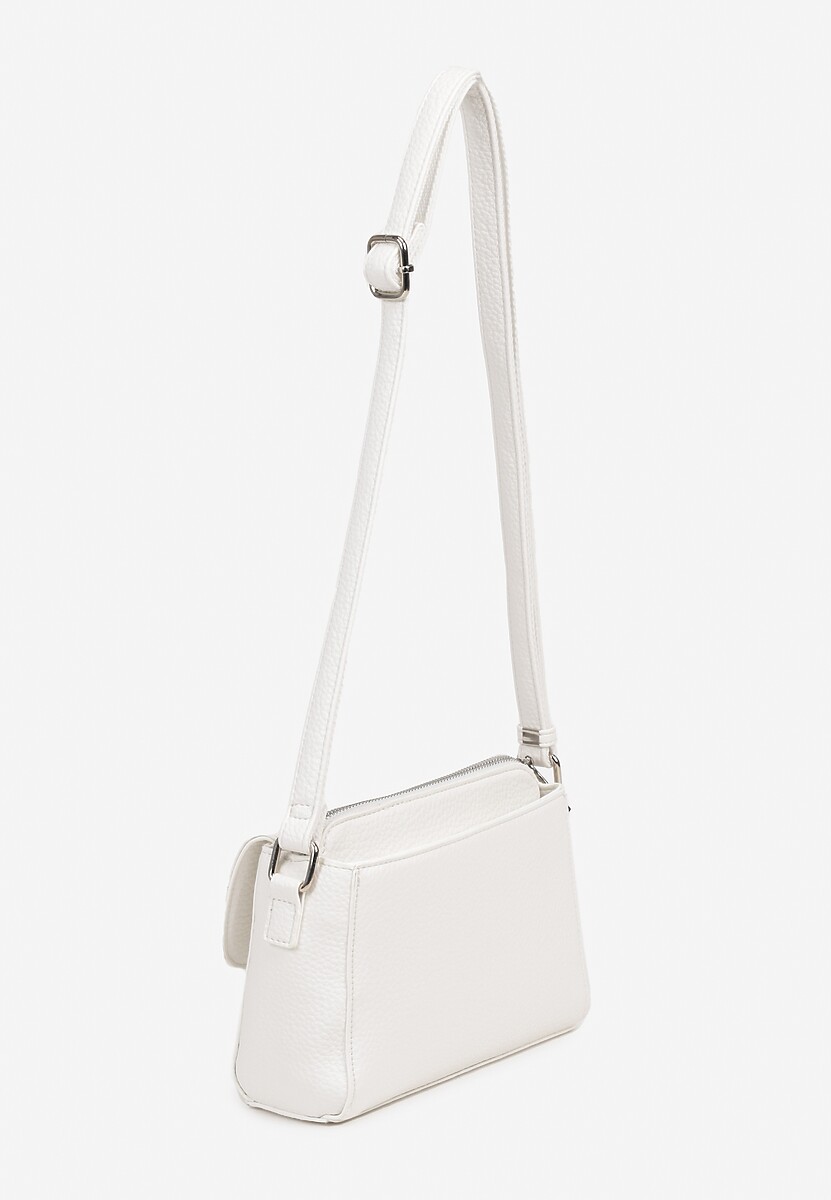 Biała Torebka Ozdobiona Napisem i Klapą Davisse