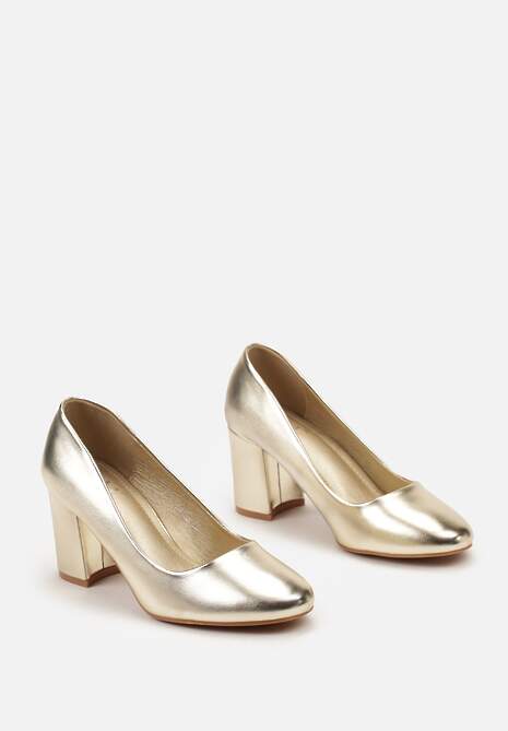 Złote Klasyczne Czółenka na Słupku Mogha