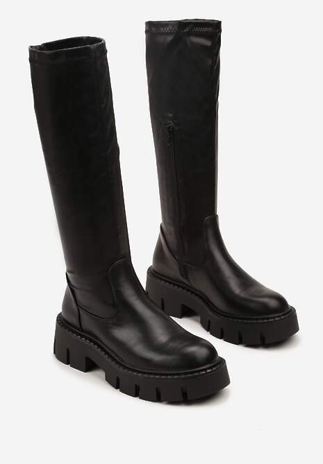 Czarne Kozaki Vices na Platformie w Stylu Grunge Endie