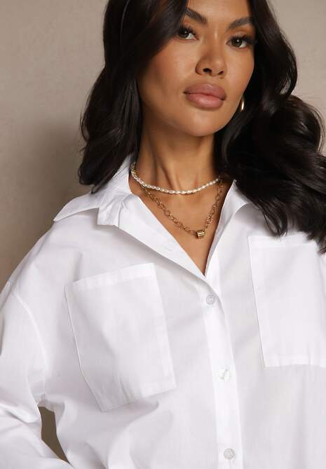 Biała Koszula z Bawełny z Wiązaniem Calmio