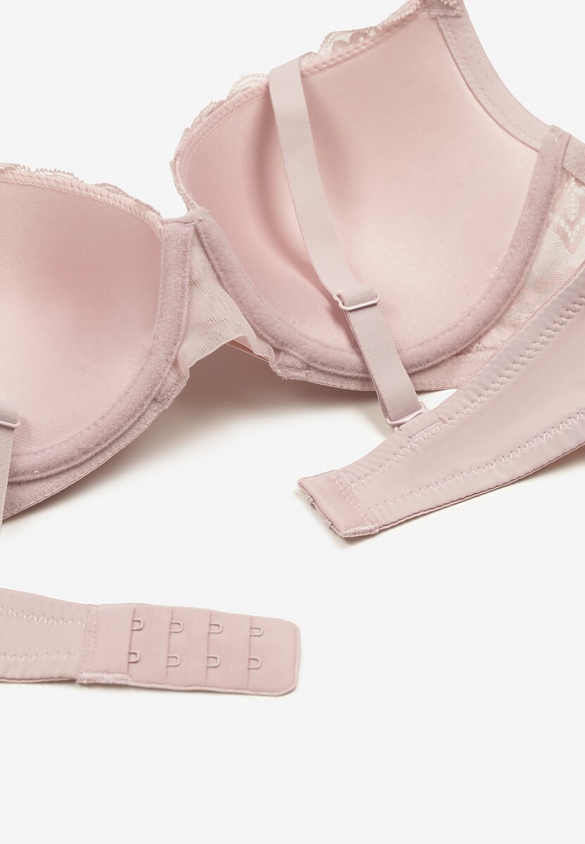 Jasnofioletowy Elegancki Biustonosz Miseczka C z Koronką i Zapięciem na Haftki Mairiel