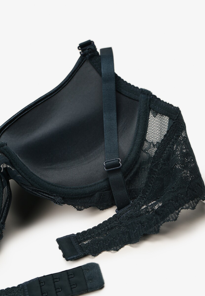 Ciemnozielony Biustonosz Push-Up z Subtelną Koronką Alenmdra