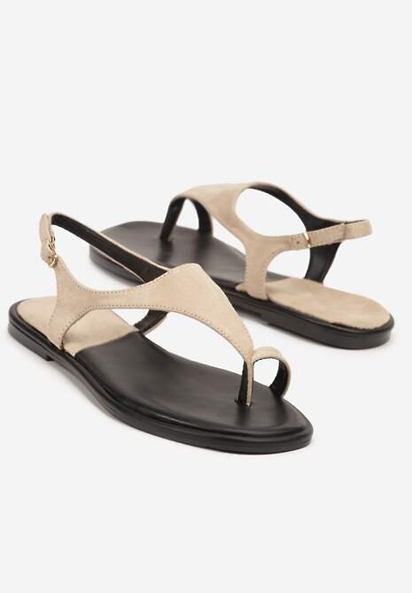 Beżowe Sandały Vices o Fasonie Japonek Meramira