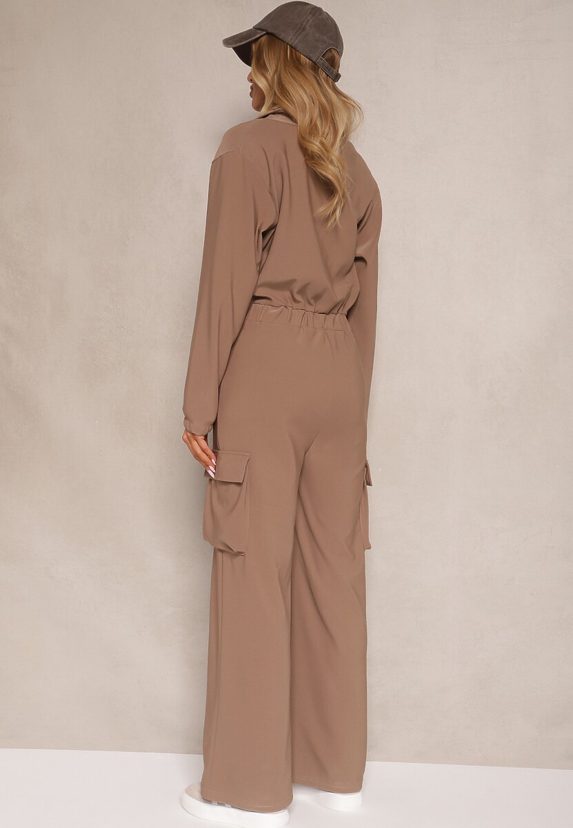 Brązowy Kombinezon w Stylu Utility Taliowany Liarael