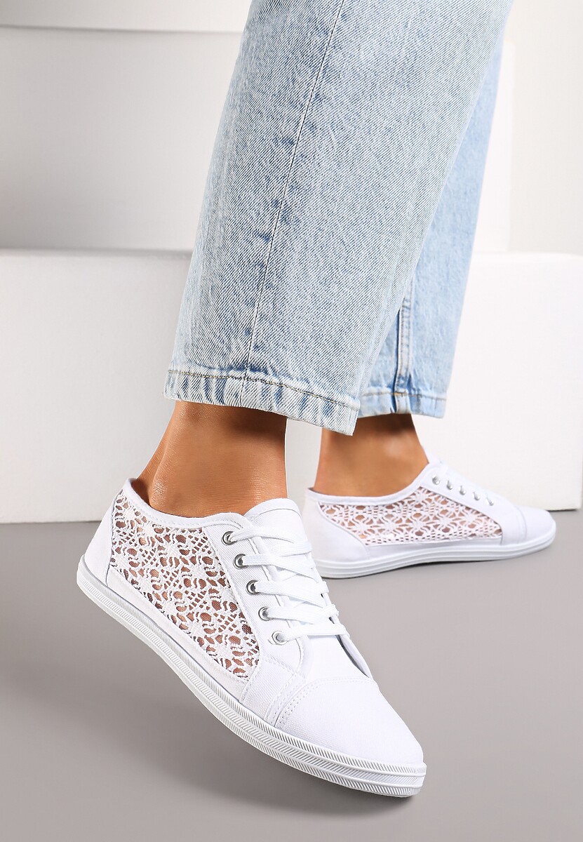Białe Tenisówki z Ażurowymi Wstawkami Po Bokach Salessa