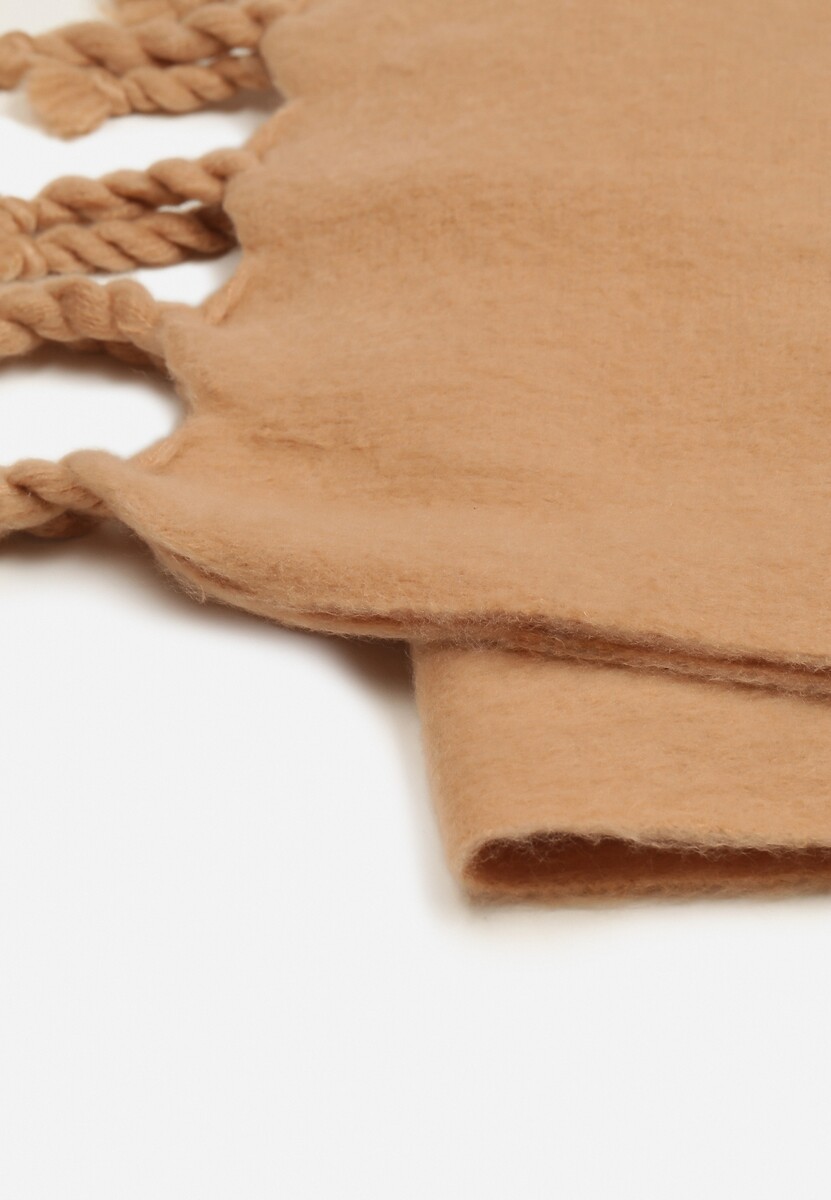 Ciemnobeżowy Szalik z Frędzlami Nomiyana